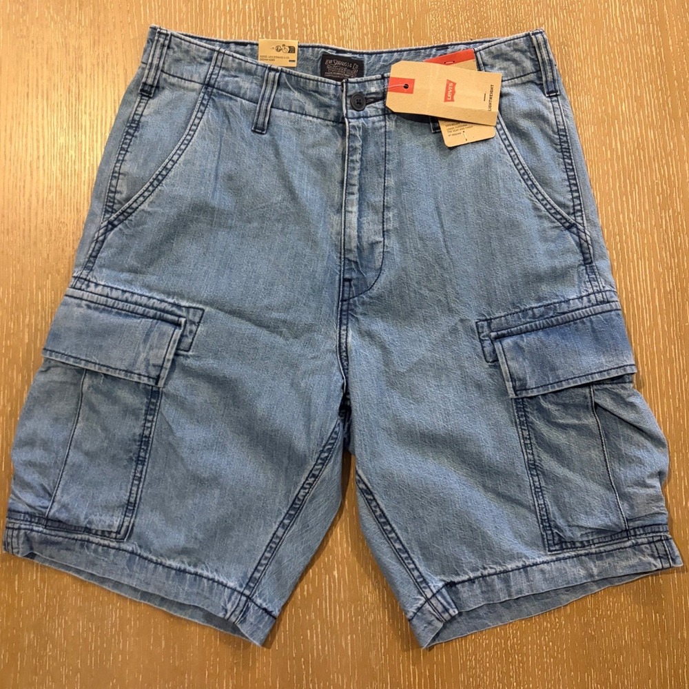 NWT Levis Carrier Cargo Shorts Mens 31 Blue 9"‎ Inseam Cotton Skater Outdoor
